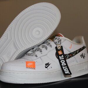 Nike Air Force 1 Just Do It Pack JDI White Black GS AO3977-100 Size 5.5Y NEW